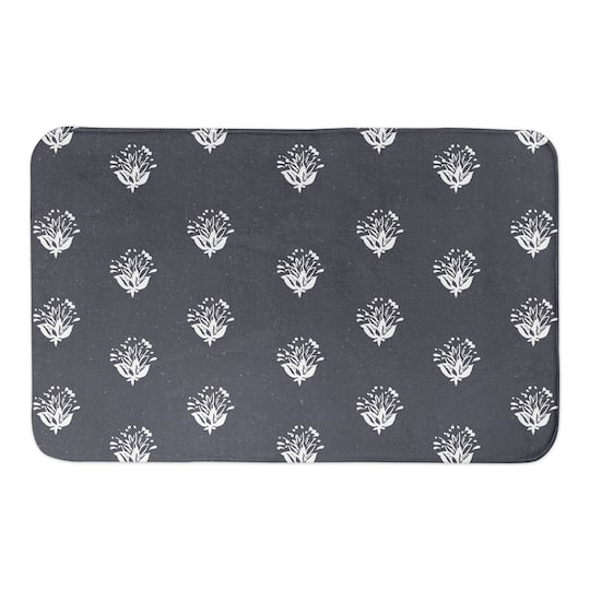 Navy Floral Pattern 34" x 21" Bath Mat